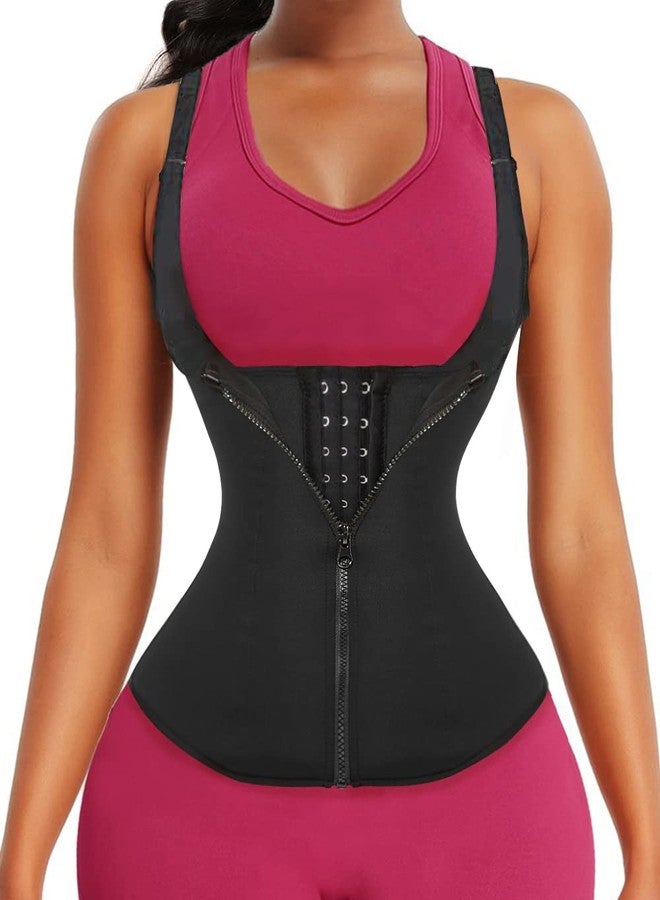 GainKee Clip and Zip Waist Trainer Corset Women Neoprence Worked Out Sweat Vest,Black,Medium - Image 1